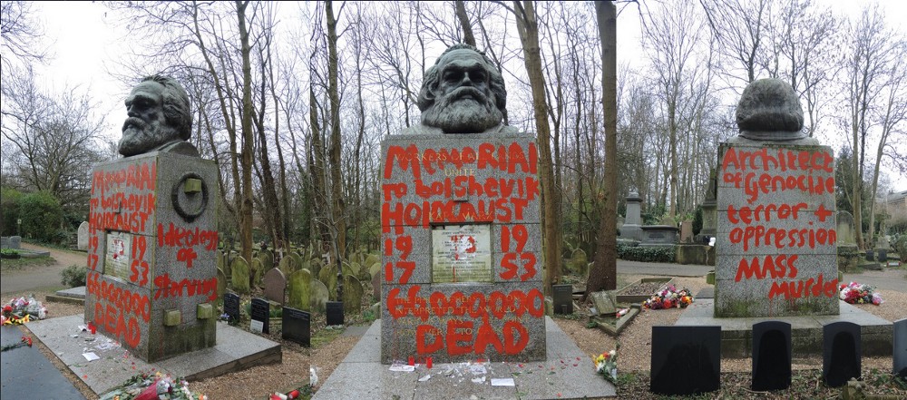 attack monument Karl Marx