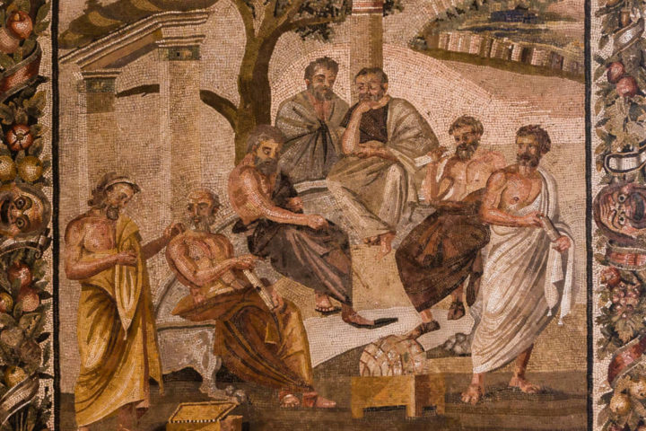 Mosaico romano del siglo I a.C. procedente de Pompeya, actualmente en el Museo Nacional Arqueológico de Nápoles.