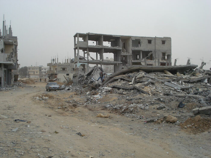 Edificios destruidos en la ciudad de Gaza, enero de 2009