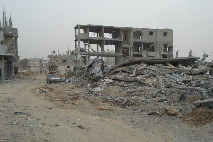 Edificios destruidos en la ciudad de Gaza, enero de 2009