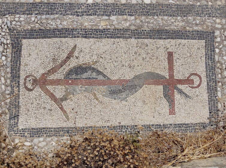 Mosaico del barrio del Teatro en Delos, Grecia. Olaf Tausch/Wikimedia Commons, CC BY
