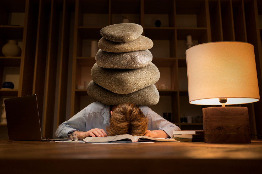 Image de un joven con piedras en la espalda, representando la resiliencia en la filosofía y en la vida