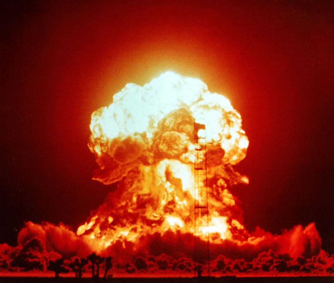 The BADGER explosion on April 18, 1953, as part of Operation Upshot-Knothole, at the Nevada Test Site. Photo courtesy of National Nuclear Security Administration / Nevada Site Office